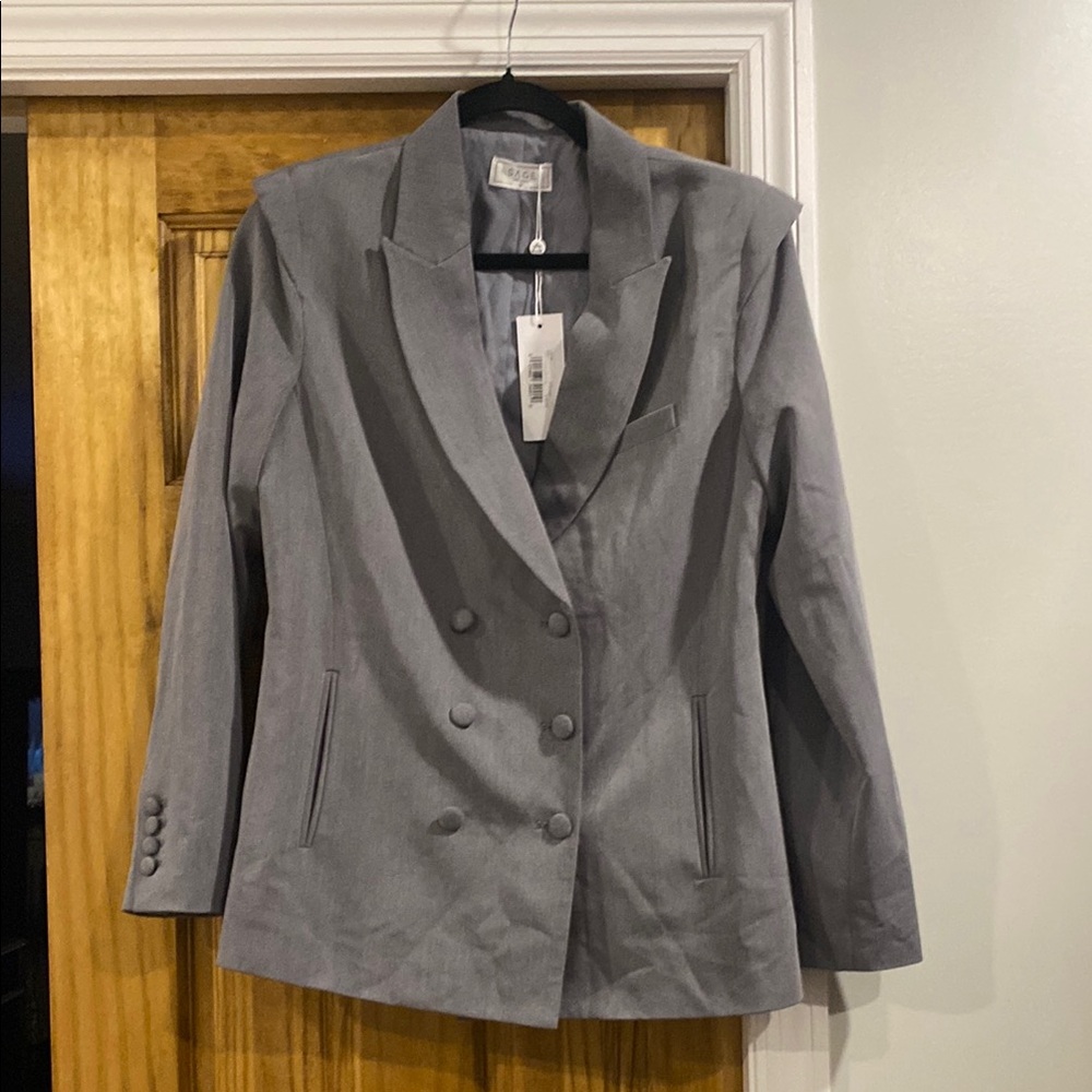 Sage the Label Gray Double-Breasted Blazer size Small
